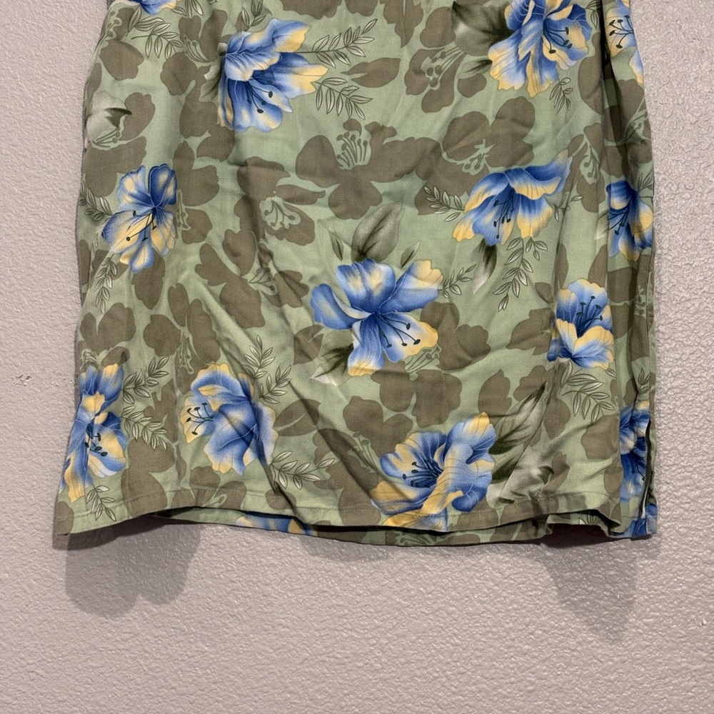 Green Tan Knee-Length Wrap Pencil Skirt for Resort Wear